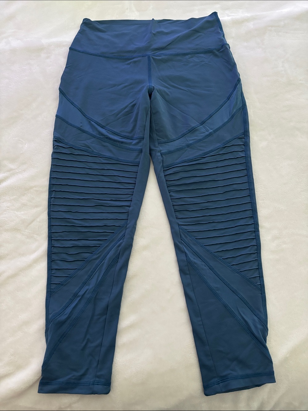 aerie Teal Blue Moto Rib High-Rise Leggings